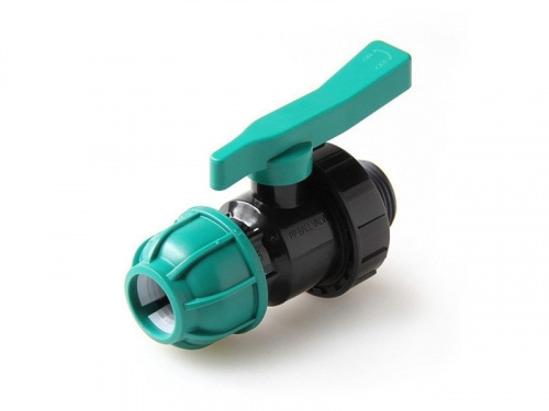 Кран пластиковый 1-1/2 "х 50 с компрес муфтой